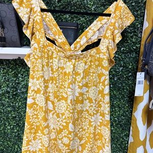 LC Lauren Conrad Yellow Floral Tank Top